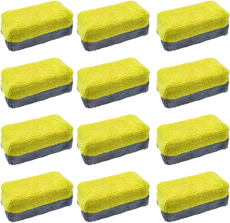 LHDOS 12PCS Ceramic Coating Applicator Sponge, 4.13'' x 1.84'' Microfiber Car Detailing Applicator Pads, Rectangular Car Foam Cleaning Pad, Auto Polishing Pad for Wax, Paint, Sealant (Yellow) - Image 1